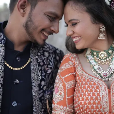 A close up of this beautiful couple, their smiles say it all. Her engagement makeup was designed to be soft and radiant, complementing her natural joy.