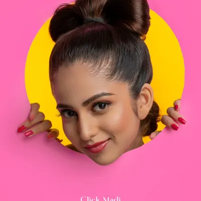 This is what I mean by making your presence pop. In this studio portrait, I used bold, contrasting colors and a creative paper cutout to frame the model's face, creating a playful yet high-fashion look. It’s a perfect example of how I build a portfolio that is vibrant, modern, and impossible to ignore.