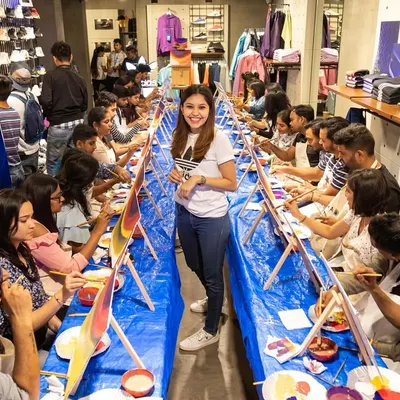 We transformed the Adidas store into a vibrant art studio for their "Collectors Creative" workshop. The energy of mixing sneaker culture with painting was absolutely electric.