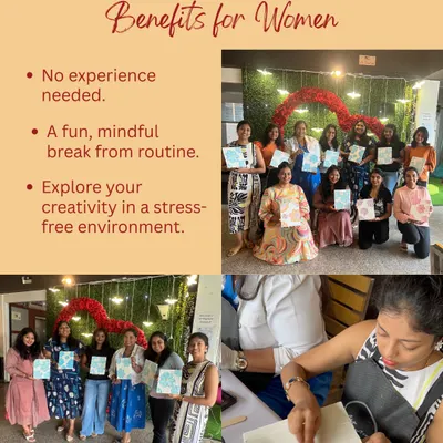 Why do women love my workshops? It’s a fun, mindful break from routine in a stress-free environment where no experience is needed.