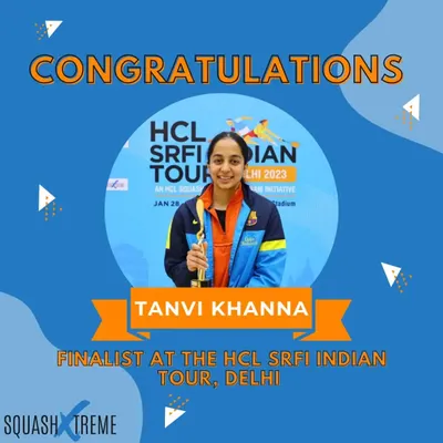 We celebrate our student Tanvi Khanna, who was a finalist at the HCL SRFI Indian Tour in Delhi. Her success is another example of our program's ability to produce top-tier players who compete at the senior professional level.