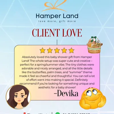 Thank you, Devika, for this lovely review of a baby shower gift! I'm so glad you loved the cute and creative setup. It was a joy to put in the effort to make it special and thoughtful.