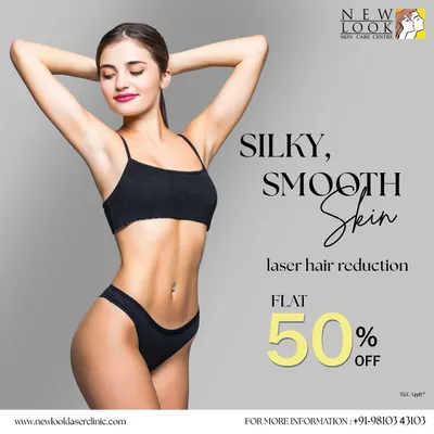 Take advantage of our special promotions, like this flat 50% discount on our laser hair reduction services. It's our way of helping you achieve the silky, smooth skin you desire.