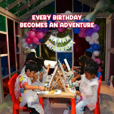 Every birthday becomes an adventure at my place! Here, a group of kids are enjoying a painting party, fully engaged in their creative masterpieces. I make sure every party is unique and fun.