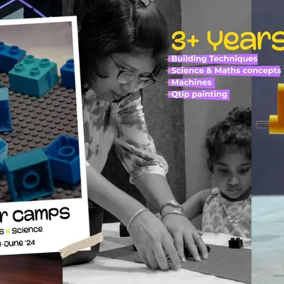 This poster details one of my exciting Science and Robotics Summer Camps for kids aged 3-12. It outlines the dates, timings, and activities, such as building machines, learning coding, and exploring science concepts.
