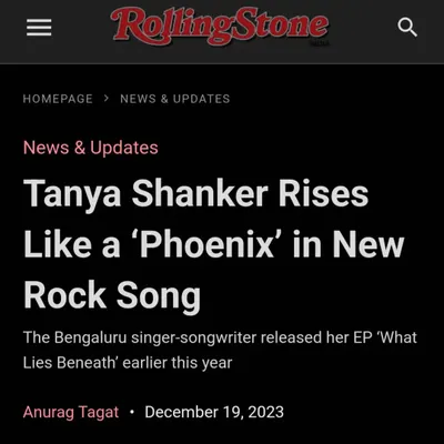 Being featured in Rolling Stone India for my song "Phoenix" was a huge moment. The article talks about the song's rock influences and its theme of resilience.