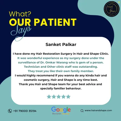 This Google review from Sanket Palkar highlights his wonderful experience with his surgery under Dr. Omkar Warang. We are so happy to hear that our team made him feel like a family member.