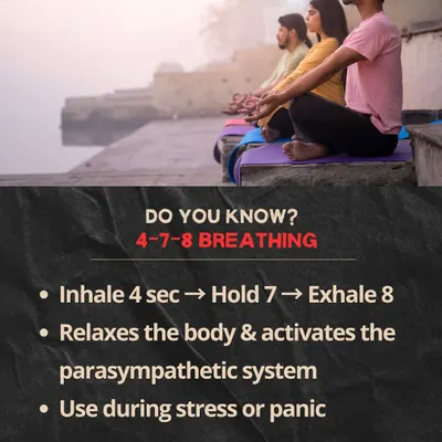 Feeling anxious? The 4-7-8 breathing technique is a simple yet powerful tool to calm your nervous system instantly. Inhale for 4 seconds, hold for 7, and exhale for 8 to find immediate relaxation.