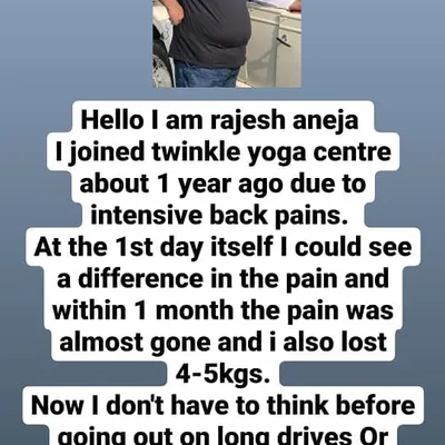 Rajesh Aneja joined my center for intensive back pain and felt a difference from the very first day. Within a month, his pain was almost gone, and he had lost 4-5 kgs as a bonus. Now he enjoys long drives without a second thought.