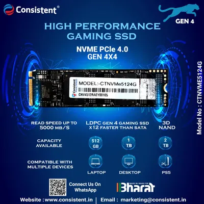 Our Generation 4 high-performance gaming SSD offers read speeds up to 5000 MB/s. This NVMe PCIe 4.0 drive is available in capacities up to 2TB and is compatible with laptops, desktops, and the PS5.