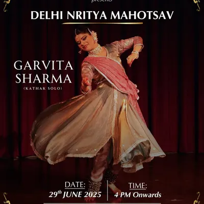 This poster announced my solo Kathak recital at the Delhi Nritya Mahotsav. Performing in my home city of Delhi is always a deeply moving experience, and I am grateful for the opportunity to share my art at such esteemed festivals.