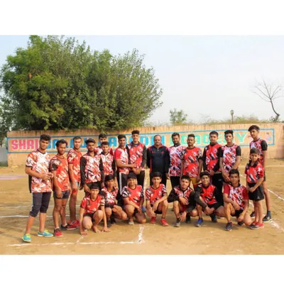 The entire Shri Balaji Kabaddi Academy family in one frame. Players from all levels, from sub-junior to senior, standing together on our home ground.