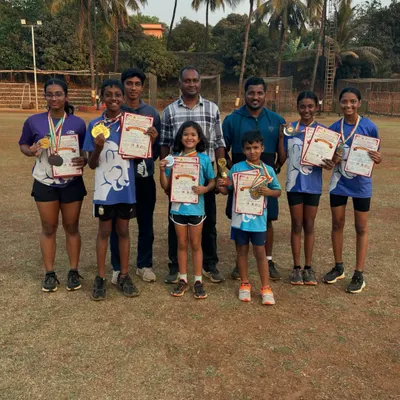A group of our proud youth athletes showcasing their medals and certificates after a successful MASA Athletic Meet.