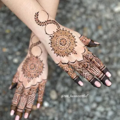 A beautiful and intricate mandala design. I love how the pattern radiates from the center, with delicate details on the fingers and a leafy vine on the wrist.