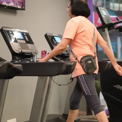 This member proves that age is just a number. Regular walking on the treadmill is a fantastic way to maintain cardiovascular health and mobility.