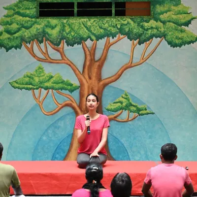 Leading a session for the staff at Christ University. My goal is to make yoga feel instructional and beneficial, not intimidating. I focus on clear guidance for every posture and breathing technique.