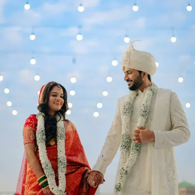 A candid shot of my bride Shweta and her groom, her natural glow and happiness shining through.