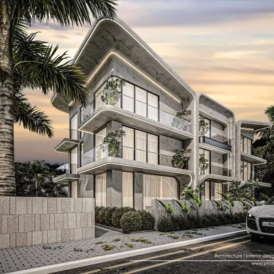 Our vision for a futuristic villa in Goa, defined by bold, curvilinear concrete forms that seem to float. We used parametric tools to sculpt the structure, creating a seamless flow between floors and balconies.