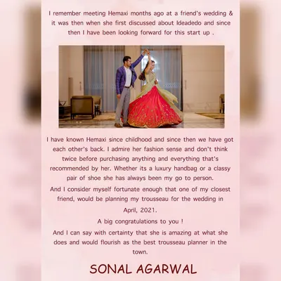 There is nothing more special than styling a childhood friend for her wedding. Sonal shares her thoughts on our long standing trust and her excitement for us to begin planning her trousseau together.