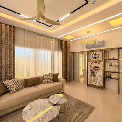 This 3D visualization shows a classy and sophisticated living room design. We use these renders to help clients see their dream home before we even begin construction.