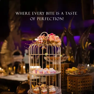 Where every bite is a taste of perfection. Our dessert displays are a feast for the senses, like this beautiful birdcage stand holding an assortment of delicate Indian sweets and pastries.