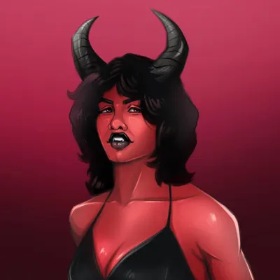 A version of my original devil character design with a softer, gradient background. This changes the mood slightly, making the character pop in a different way.