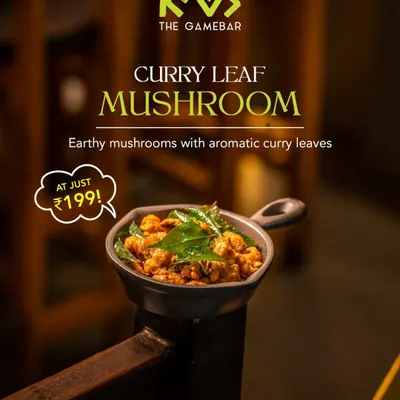 Our Curry Leaf Mushroom is a flavor explosion. Earthy mushrooms are tossed with aromatic curry leaves for a perfect bar snack.