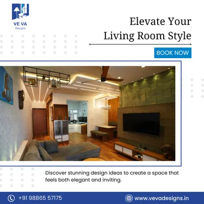 We transform living rooms into stylish havens. This space showcases our expertise in blending modern aesthetics with cozy elegance, from the striking false ceiling with layered lighting to the textured TV accent wall.