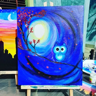 Owl be there for you! A cute and whimsical owl painting created during one of my sip and paint events. A perfect piece to brighten up any room.