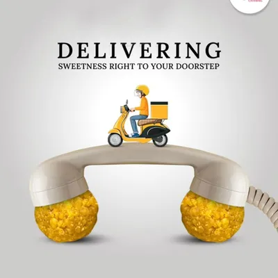Craving something sweet? I am just a call away. This graphic illustrates how easy it is to get my delicious Ladoos delivered right to your home.