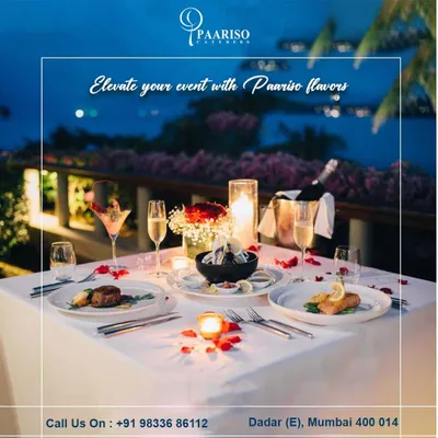 We elevate your event with our bespoke flavors and setups, perfect for an intimate, romantic dinner. This candle-lit table setting by the water showcases our ability to create unforgettable private dining experiences.