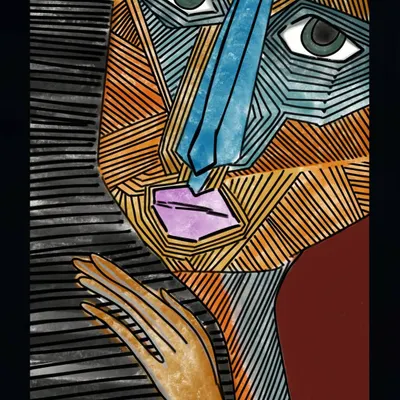 I call this piece 'Self Hug'. It's an abstract portrait about learning to show compassion for yourself, especially when you're filled with sadness and overwhelming thoughts. It’s a digital drawing I made after a long break from abstract art.