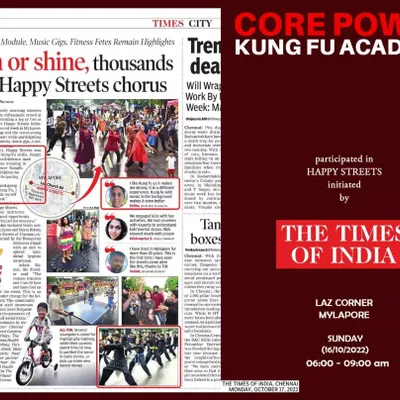 Our academy was featured in the Times of India for our participation in the "Happy Streets" initiative. We are always happy to bring martial arts to the community.
