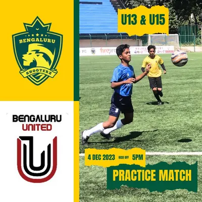 An opportunity for our U-13 and U-15 football squads to test their skills in a practice match against Bengaluru United FC, a key part of their preparation for competitive leagues.