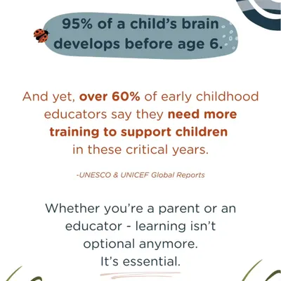 The early years are critical, with 95% of brain development happening before age 6. We are committed to continuous learning and training to best support children during this foundational period.