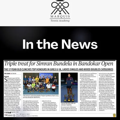 We are incredibly proud of our athlete Simran Bundela, who was featured in the news for her triple-title win at the Bandodkar Open in Goa, clinching the U-18, Ladies Singles, and Mixed Doubles categories.