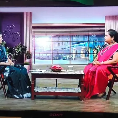 Being interviewed on Doordarshan's "Shubhodaya" program. As they say, "Doordarshan is not a channel, it's an emotion," and it was a wonderful feeling to be featured.