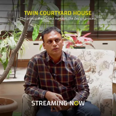 Our principal architect, Asad Khan, narrating the design process for the Twin Courtyard House. We believe in an educational approach, sharing the logic and philosophy behind our design decisions with our clients.