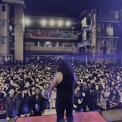 This is the view from the stage at a college fest. A thousand hearts beating as one, screaming every word back at us. This energy is why we do what we do.