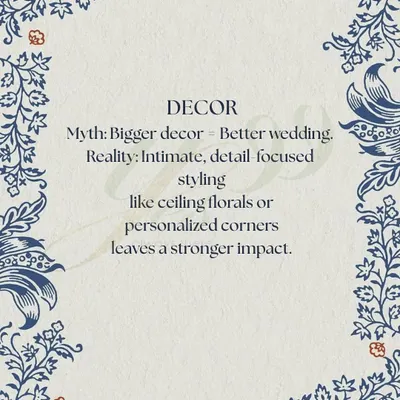 We believe that true impact comes from thoughtful details, not just scale. Our philosophy is that intimate, detail-focused styling like personalized corners and beautiful ceiling florals leaves a stronger, more lasting impression.
