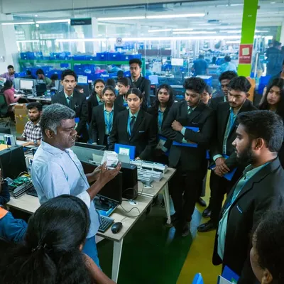 Students from Koshys Institute of Management Studies receive a detailed explanation of our production process. We believe that seeing technology in action provides invaluable exposure for the next generation of industry leaders.