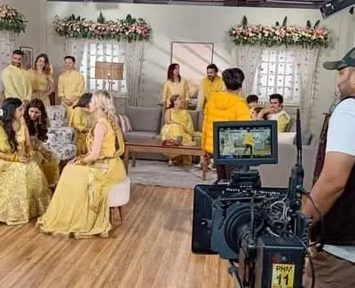 A behind-the-scenes look at the Matrimonials India ad shoot. We managed the wardrobe for the entire cast to create this cohesive Haldi ceremony look.