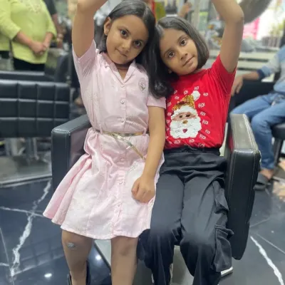 Cutest styles and happiest smiles. These two sisters are showing their love for their new matching bob haircuts. It's always a joy to have them in the salon.