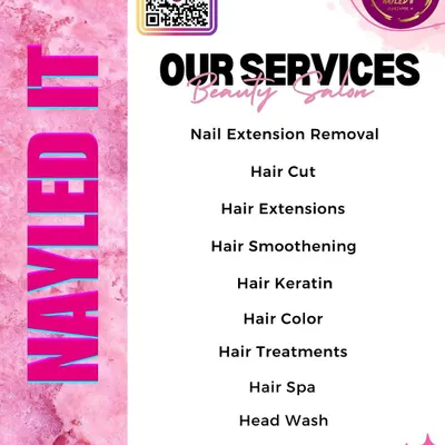 This is my complete menu of hair services. I offer everything from fundamental hair care like cuts and washes to more specialized services including keratin smoothening, hair extensions, and custom hair coloring.