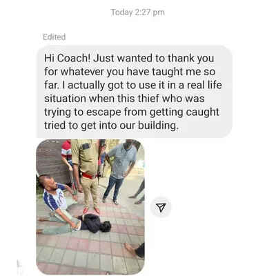 This is why we train. I received this message from a student who used the jiu jitsu skills he learned here to safely control a thief in a real life situation. This is the ultimate validation that my focus on practical, problem solving skills prepares you for the unexpected.