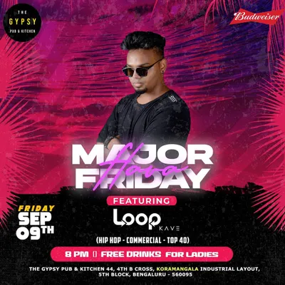The official flyer for my 'Major Friday' event, where I spin the best of Hip Hop, Commercial, and Top 40 tracks.
