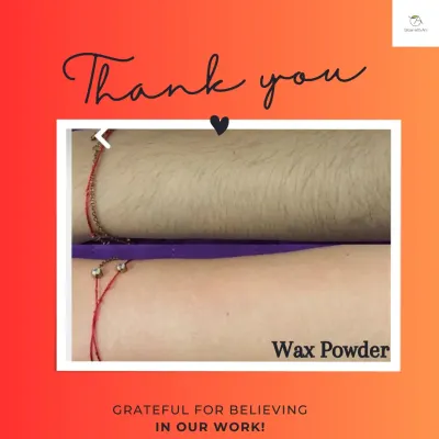 The proof is in the picture. My natural Wax Powder provides smooth, hair-free skin without pain or irritation. It's a perfect alternative to salon waxing.
