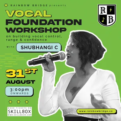 The official poster for my Vocal Foundation Workshop in Bangalore. These events are designed to give singers a crash course in building vocal control, range, and confidence.