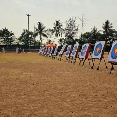 The range is set for the 4th Drona Cup 2025. Hosting competitions like this brings together archers from different academies and fosters a spirit of sportsmanship.