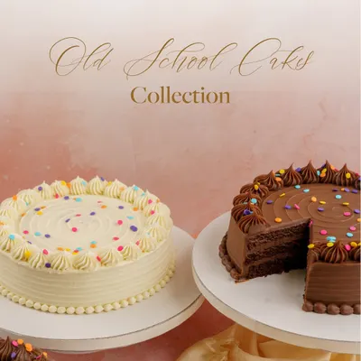 Three cakes that shaped every 90s birthday. My Old School Cakes Collection is a tribute to party hats, endless games, and frosting mustaches. All crafted egg-free, of course.